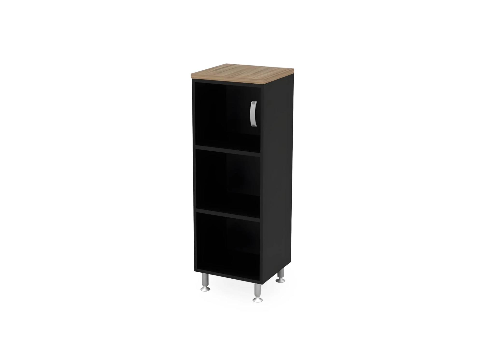 BRL RB049-45х43L Стеллаж закрытый витрина стекло левый 450х430х1290 Шорвуд/Черный