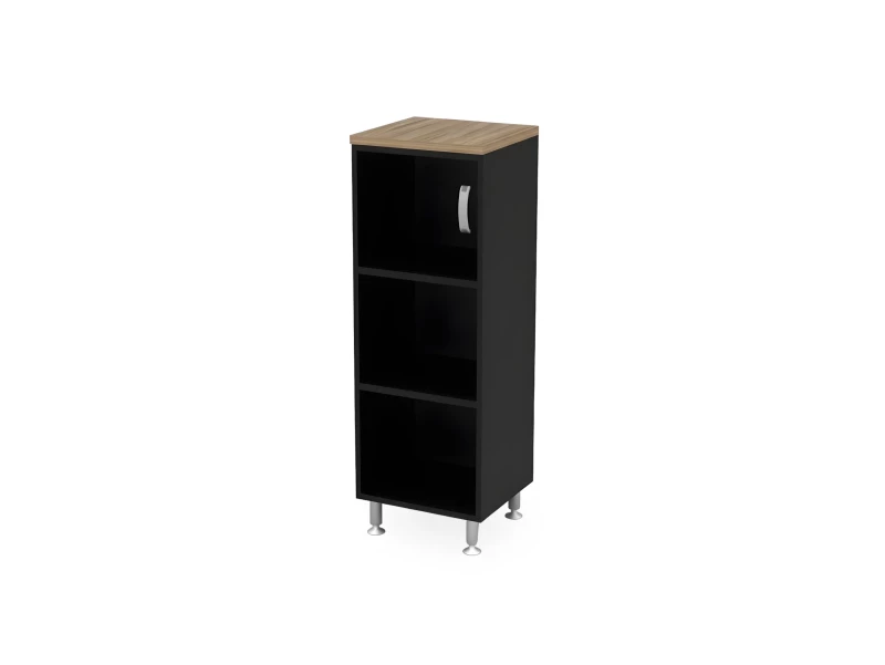 BRL RB049-45х43L Стеллаж закрытый витрина стекло левый 450х430х1290 Шорвуд/Черный