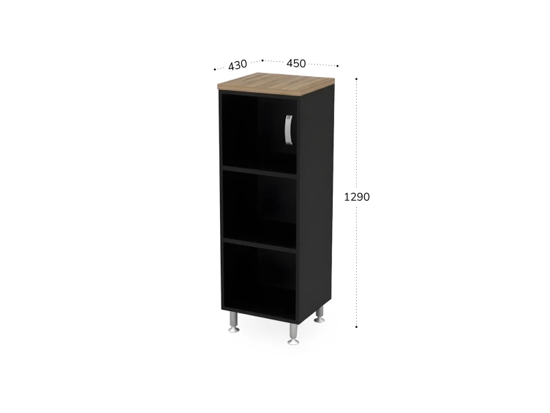 BRL RB049-45х43L Стеллаж закрытый витрина стекло левый 450х430х1290 Шорвуд/Черный