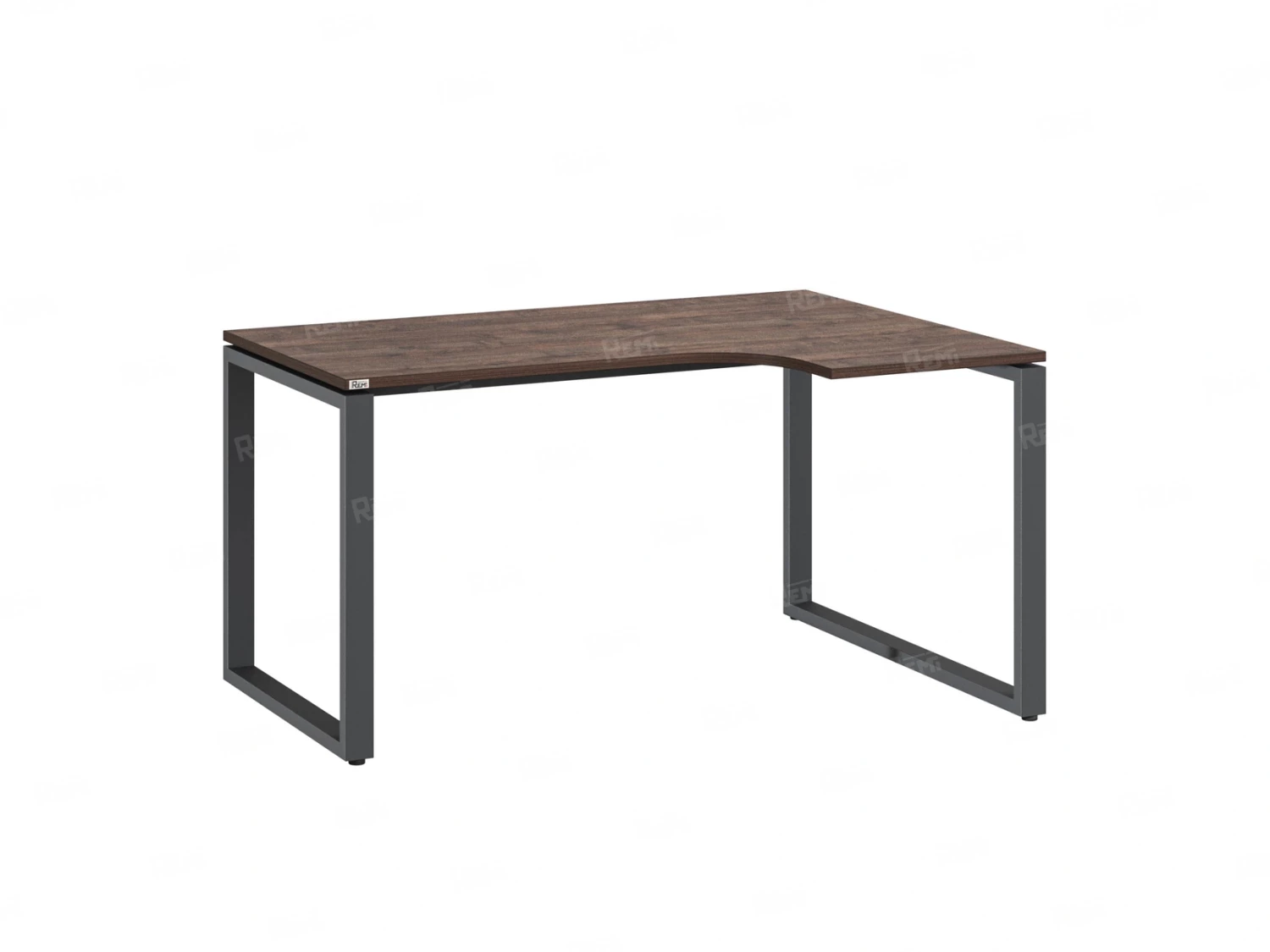Стол угловой, О-опора, правый 1600x800/1000x750, RM054-16x8-10 Дуб Апрельский шоколад/Серый