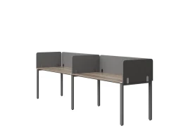 Бенч-система в 1 ряд, 2 рабочих места 5 тканевых экранов 2000x600x750 RM167-1-20x6 Дуб Маувелла/Серый