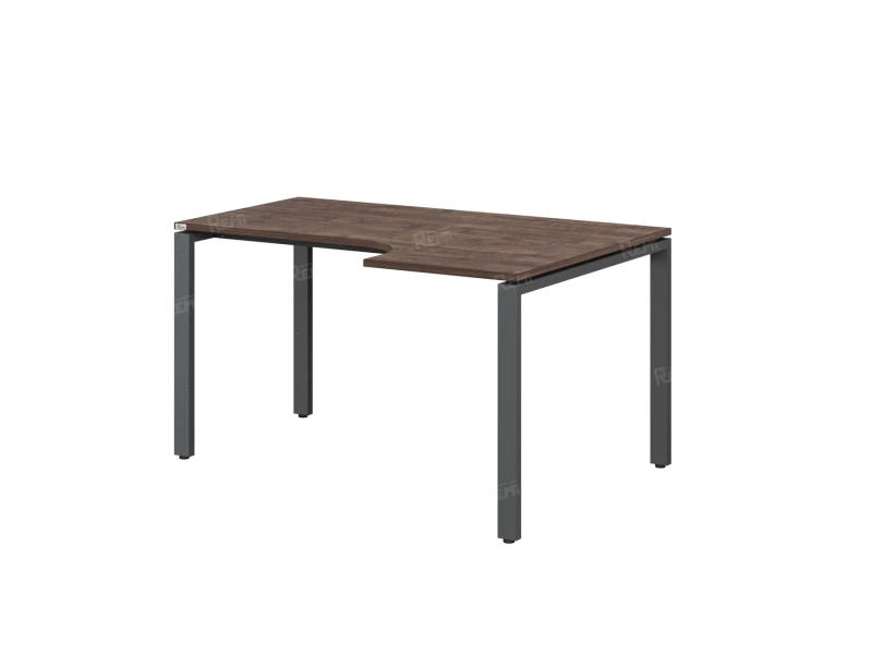 Стол угловой, П-опора, правый 1400x800/1000x750, RM052-14x8-10 Дуб Апрельский шоколад/Серый