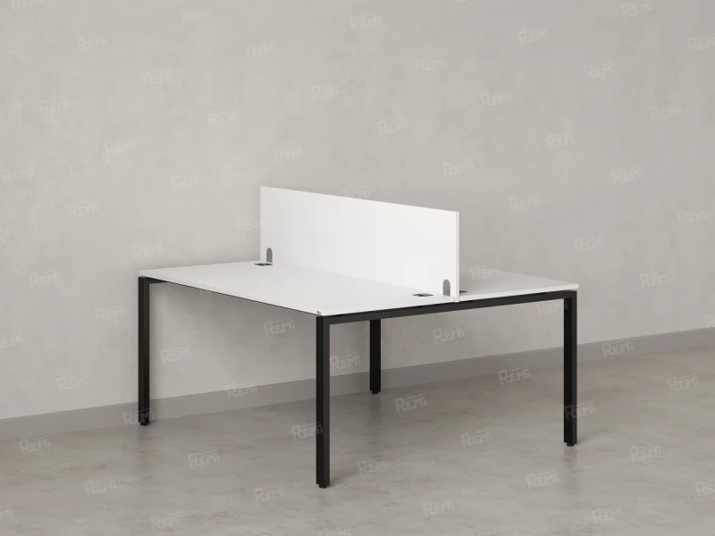 Бенч-система, 2 рабочих места, с одним экраном ЛДСП 1600x1400x750 RM165-2-16x14 Белый/Черный