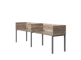 Бенч-система в 1 ряд, 2 рабочих места 5 ЛДСП экранов 2400x800x750 RM167-2-24x8 Дуб Маувелла/Серый