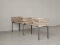 Бенч-система в 1 ряд, 2 рабочих места 5 ЛДСП экранов 2400x800x750 RM167-2-24x8 Дуб Маувелла/Серый