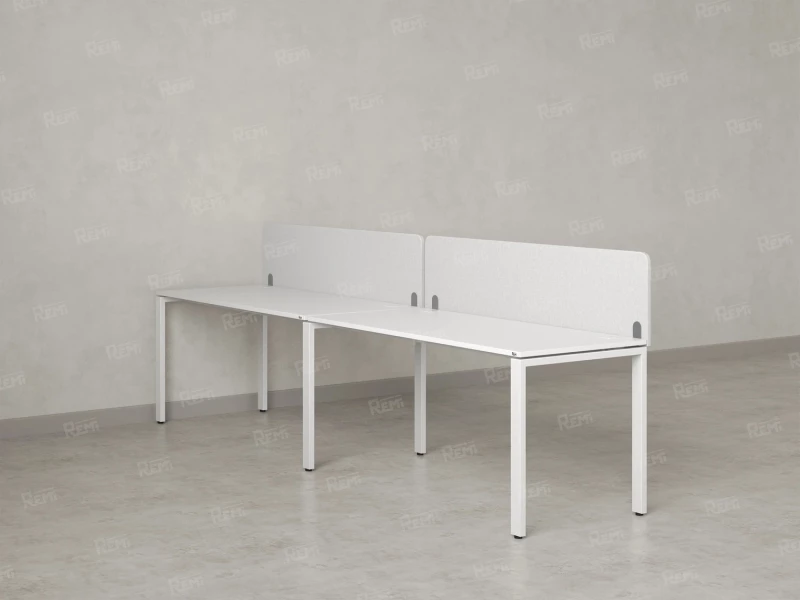 Бенч-система в 1 ряд, 2 рабочих места 2 тканевых экранов 2400x700x750 RM167-3-24x7 Белый/Белый