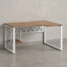 Стол угловой, экран металл, О-опора, правый 1800x900/1200x750, RM057-18x9-12 Дуб Юстус/Белый