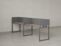 Бенч-система в 1 ряд, 2 рабочих места 5 тканевых экранов 2000x600x750 RM168-1-20x6 Дуб Маувелла/Серый