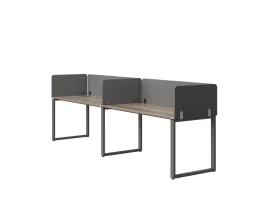 Бенч-система в 1 ряд, 2 рабочих места 5 тканевых экранов 2000x600x750 RM168-1-20x6 Дуб Маувелла/Серый