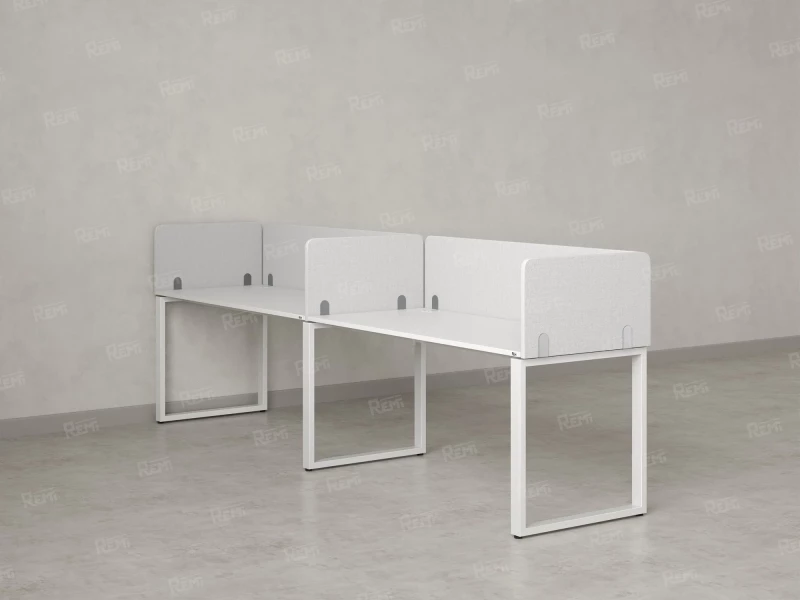 Бенч-система в 1 ряд, 2 рабочих места 5 тканевых экранов 3600x800x750 RM168-1-36x8 Белый/Белый