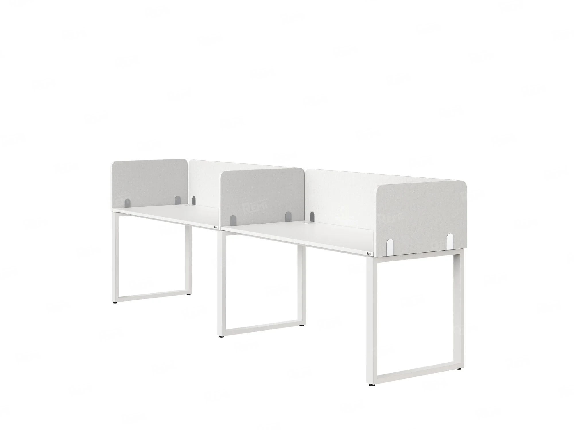 Бенч-система в 1 ряд, 2 рабочих места 5 тканевых экранов 3600x800x750 RM168-1-36x8 Белый/Белый