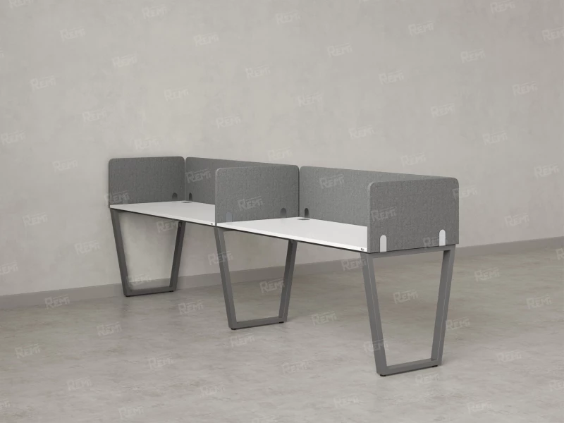 Бенч-система в 1 ряд, 2 рабочих места 5 тканевых экранов 3600x800x750 RM174-1-36x8 Белый/Серый