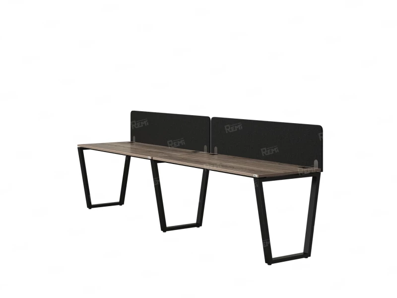 Бенч-система в 1 ряд, 2 рабочих места 2 тканевых экранов 3200x700x750 RM174-3-32x7 Дуб Маувелла/Черный