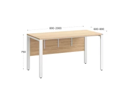 Стол прямой на П-образных опорах, экран ЛДСП 1200x700x750 RM005-12x7 Вяз Швейцарский светлый/Белый