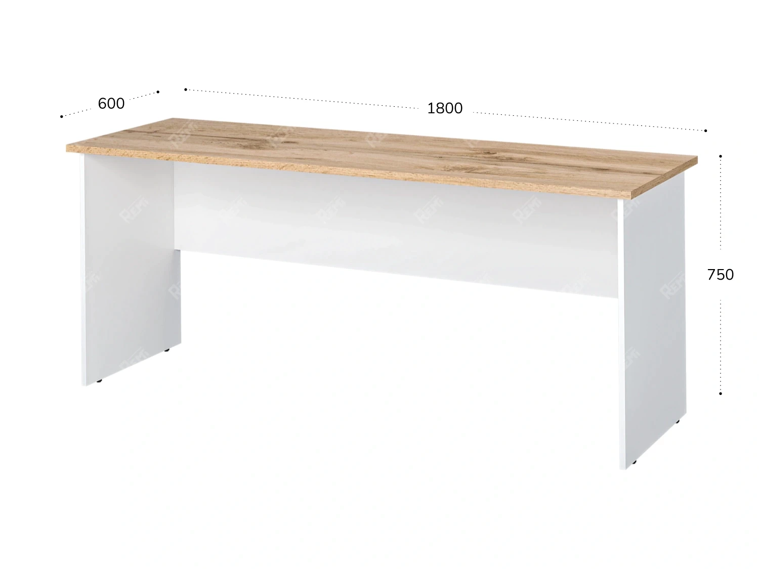 Стол прямоугольный 1800x600x750 RTD022 Вотан/Белый. Серия Тандем / Tandem. Серия Тандем / Tandem