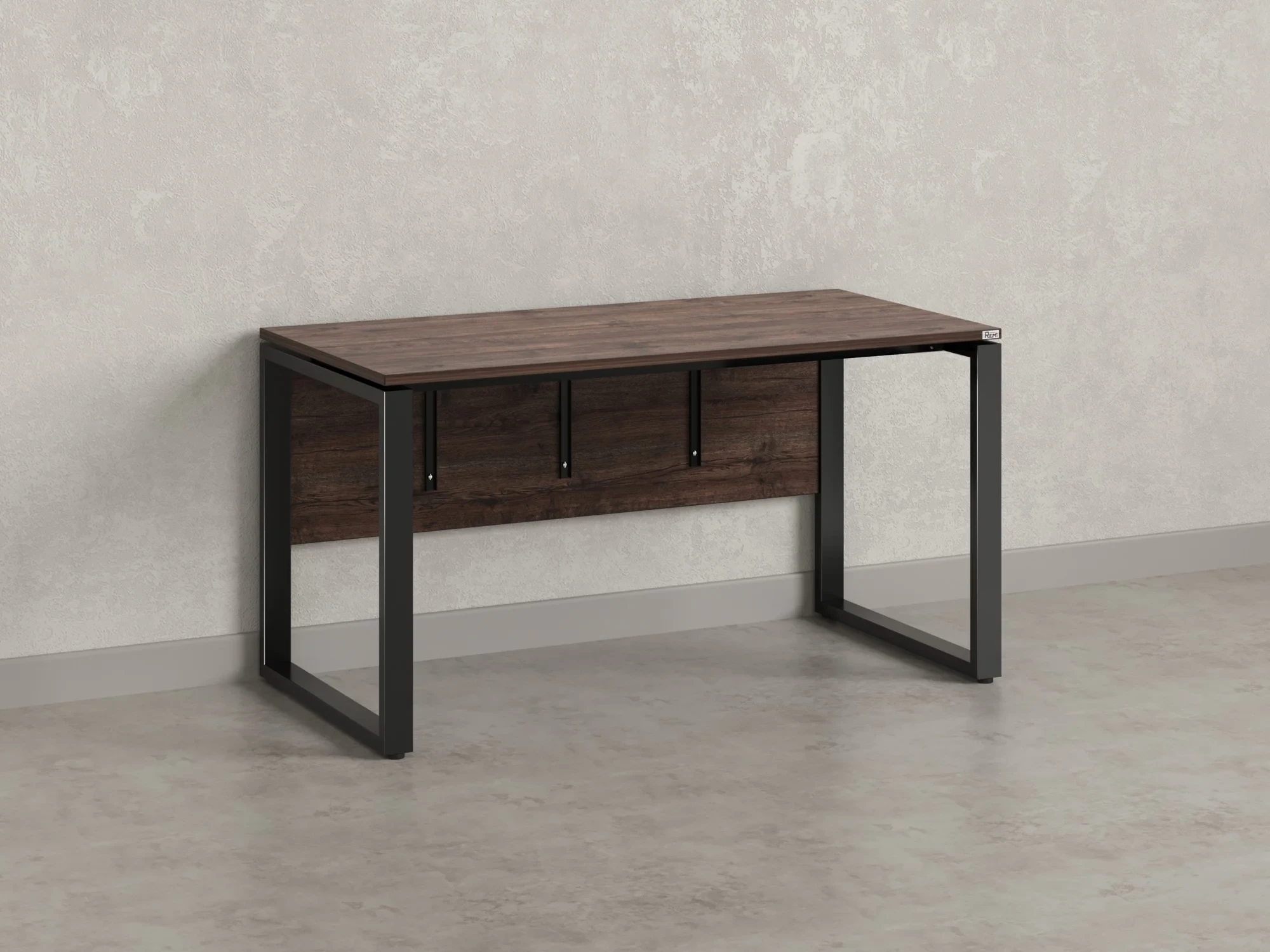 Стол прямой, О-опоры, экран ЛДСП,парящая стол-ца 2000x600x750 RM008-20x6 Дуб Апрельский шоколад/Черный