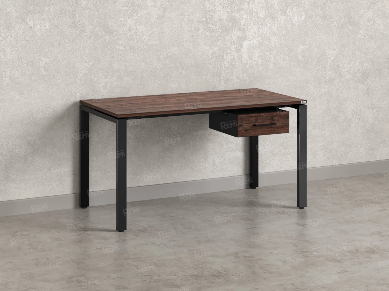 Стол прямой с подвесной тумбой, П-опора 2000x600x750 RM038-20x6 Дуб Апрельский шоколад/Черный