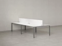 Бенч-система, 4 рабочих места, на П-образных опорах, 2 ЛДСП экранов 3200x1200x750 RM166-4-16x12 Белый/Серый