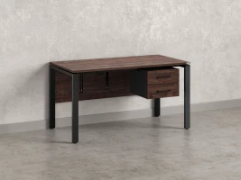 Стол прямой, подвесная тумба, ЛДСП экран, П-опора 1600x800x750 RM031-16x8 Дуб Апрельский шоколад/Черный