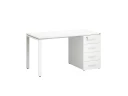 Стол прямой с тумбой на П-образных опоре, правый 1600x700x750 RM103-16x7 Белый/Белый