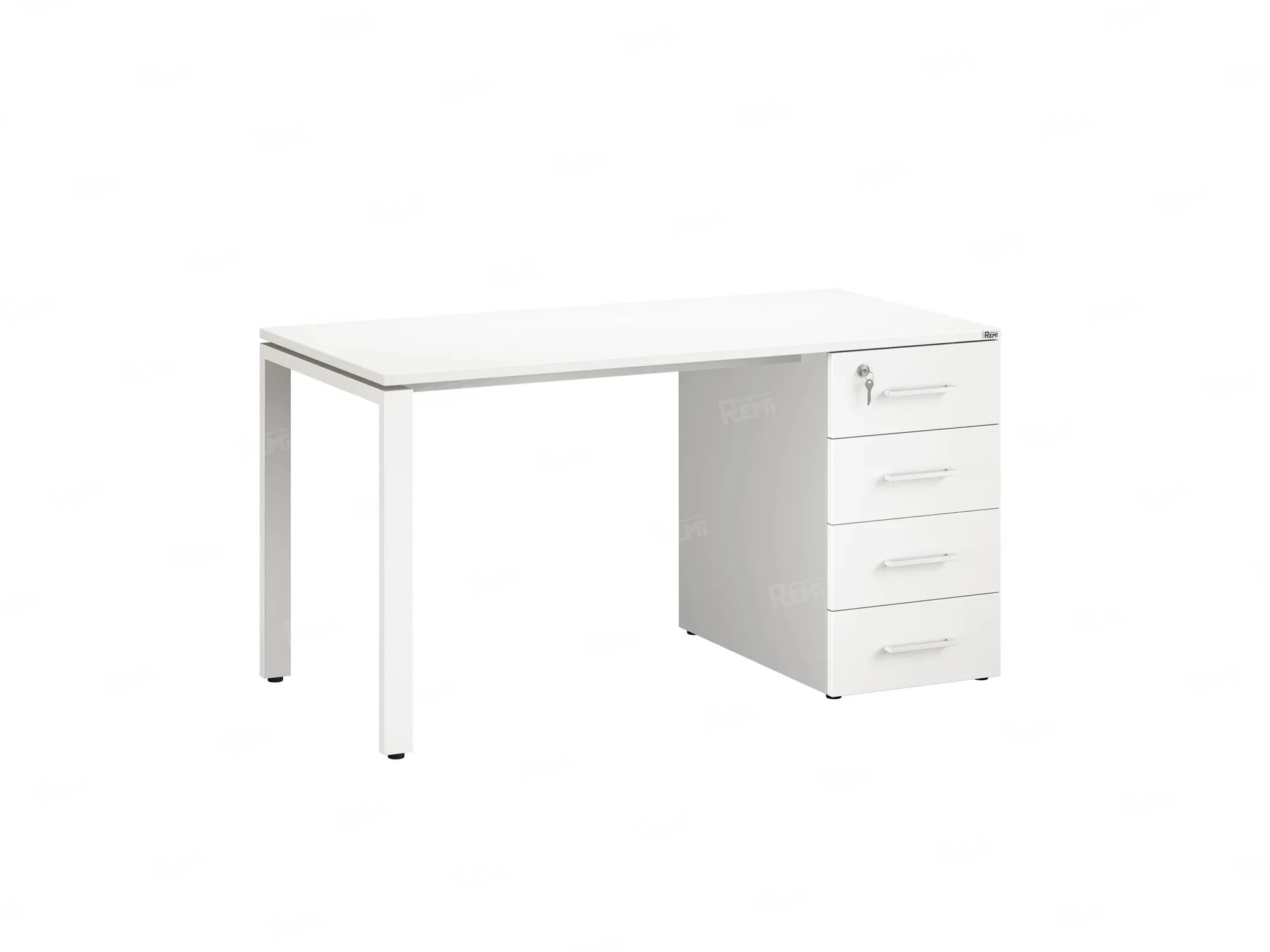 Стол прямой с тумбой на П-образных опоре, правый 1600x700x750 RM103-16x7 Белый/Белый