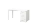 Стол прямой с тумбой на П-образных опоре, правый 1600x700x750 RM103-16x7 Белый/Белый
