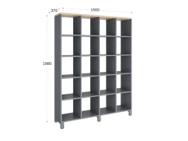 Стеллаж, 20 ячеек 1500х370х1980 RM144-150x37 Вяз Швейцарский светлый/Серый