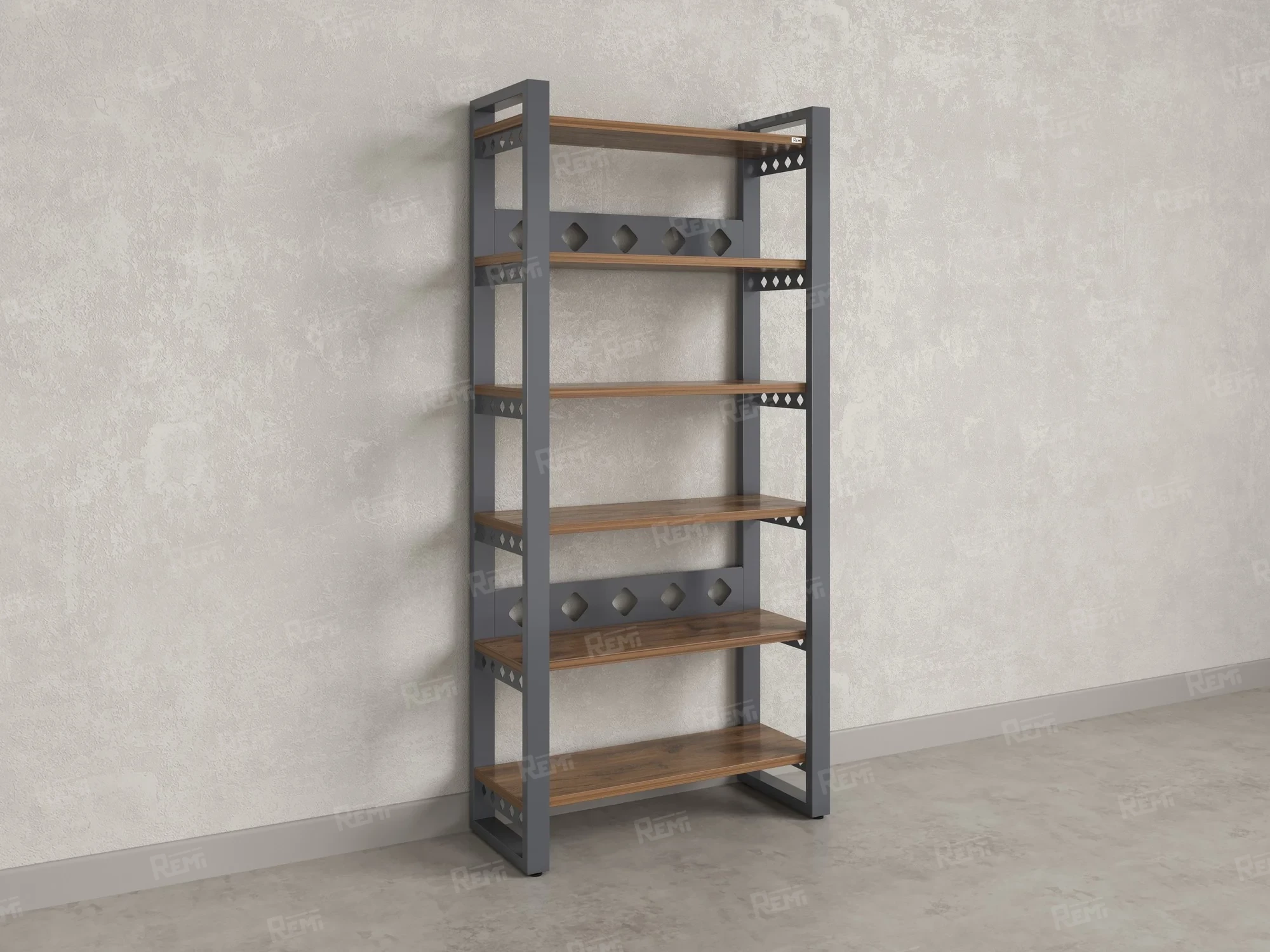 Стеллаж, 6 уровней 900x370x1920 RM132-90x37 Дуб Юстус/Серый
