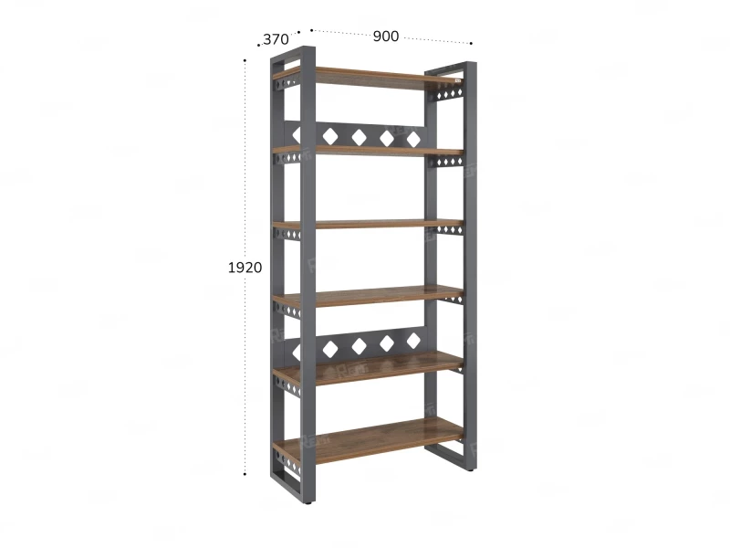 Стеллаж, 6 уровней 900x370x1920 RM132-90x37 Дуб Юстус/Серый