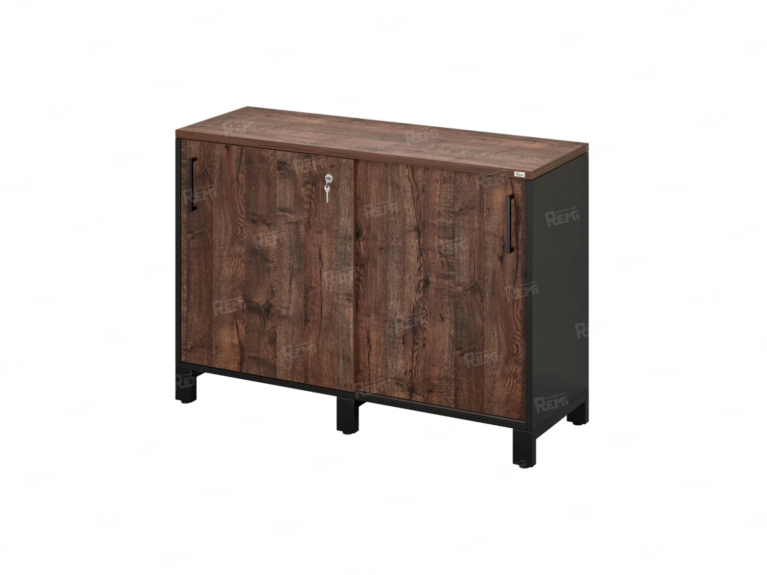 Низкий шкаф-купе 1200x420x850 RM124-120x42 Дуб Апрельский шоколад/Черный