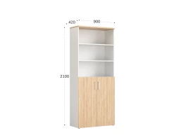 Шкаф комбинированный, регулируемые опоры, 6 уровней 900x420x2100 RM155-90x41 Вяз Швейцарский светлый/Белый