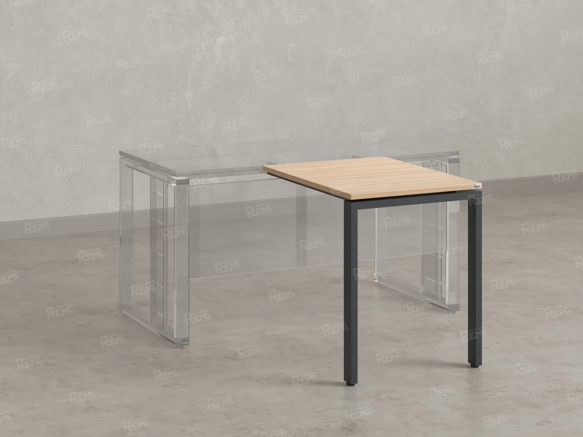 Брифинг прямой, с парящей столешнецей, на П-образном каркасе 1400x800x750 RM070-14x8 Вяз Швейцарский светлый/Серый