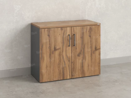 Шкаф низкий распашной, регулируемые опоры, 2 уровня 900x600x750 RM148-90x60 Дуб Юстус/Серый