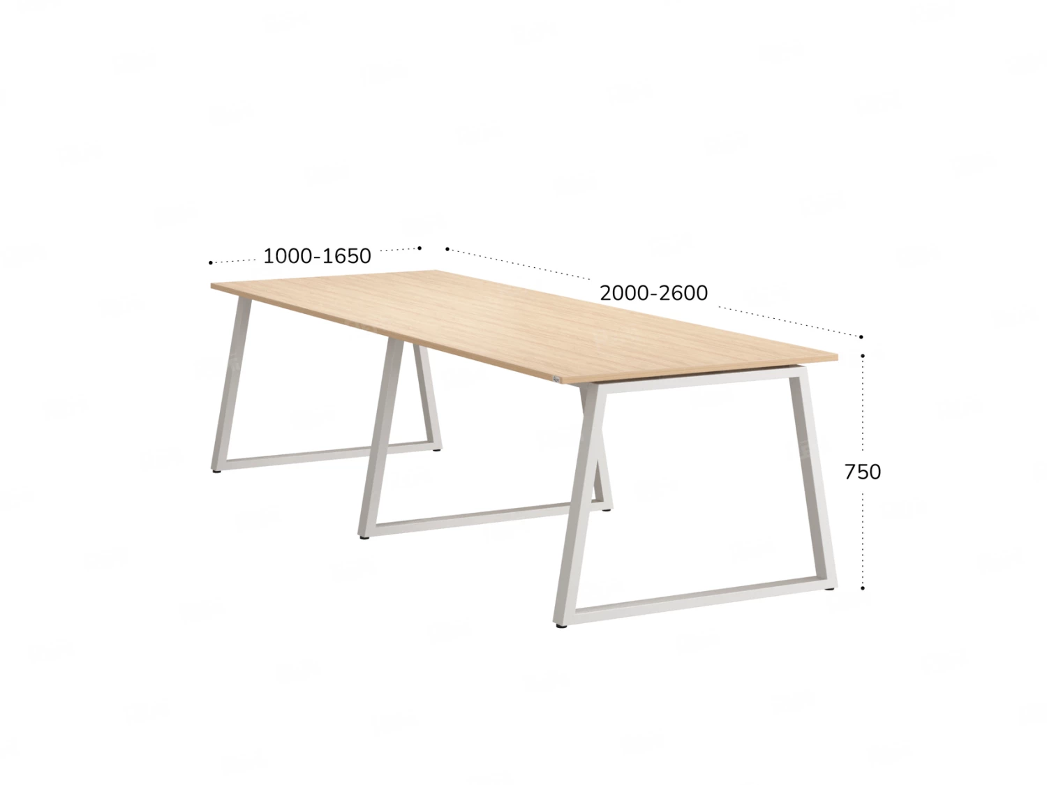 Cтол для переговоров, на A-обазном каркасе 2100x1000x750 RM083-210x100 Вяз Швейцарский светлый/Белый