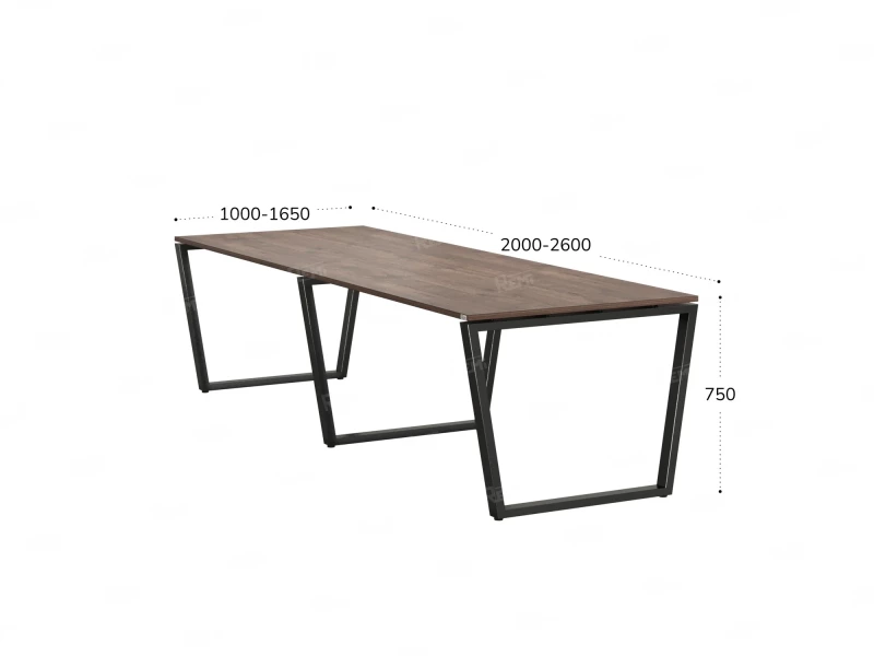 Cтол для переговоров, на V-обазном каркасе 2300x1450x750 RM082-230x145 Дуб Апрельский шоколад/Черный