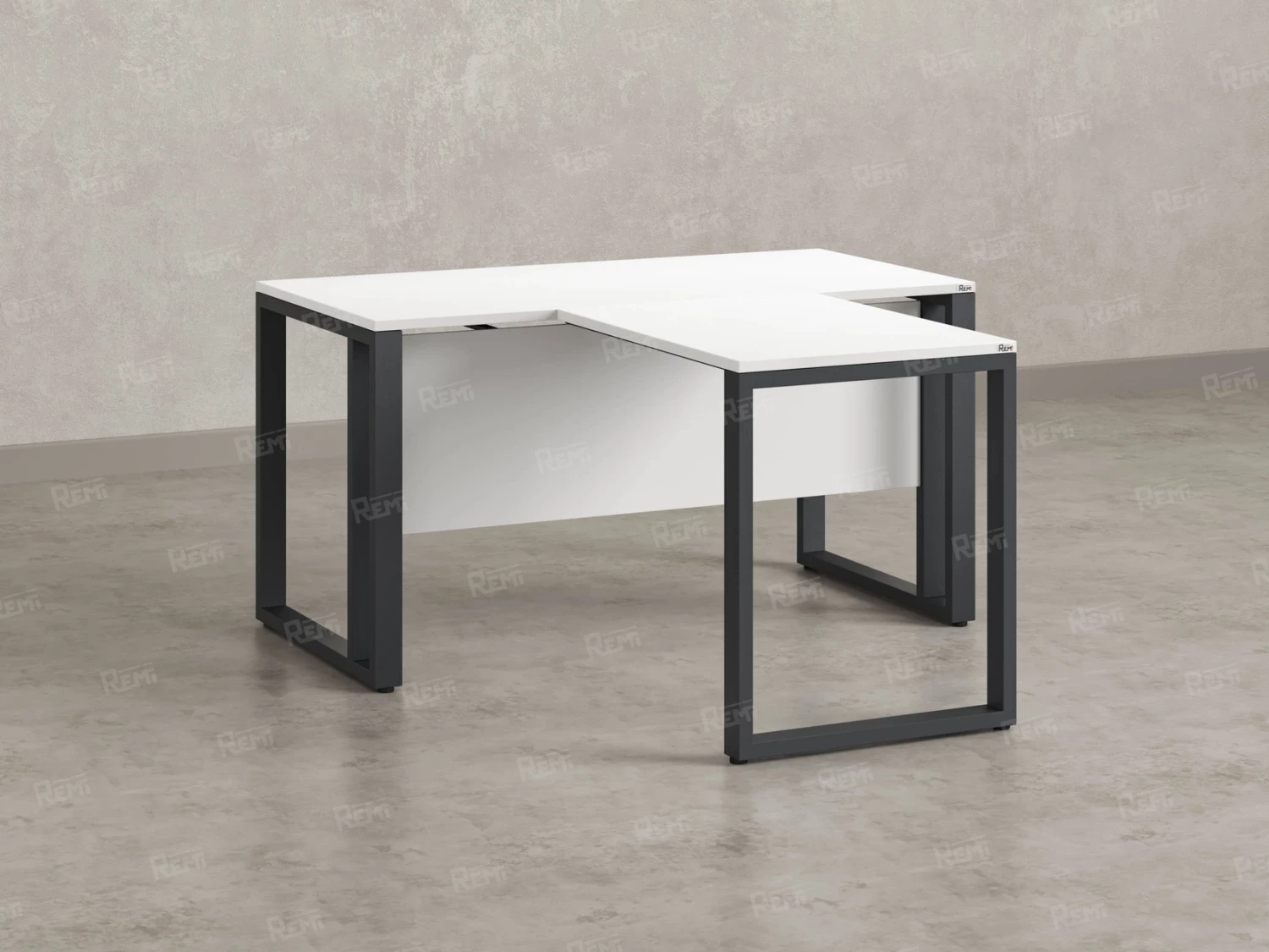 Стол с брифингом на О-образных опорах с экраном ЛДСП RM046-12x8 1200x2000x750 Белый/Серый