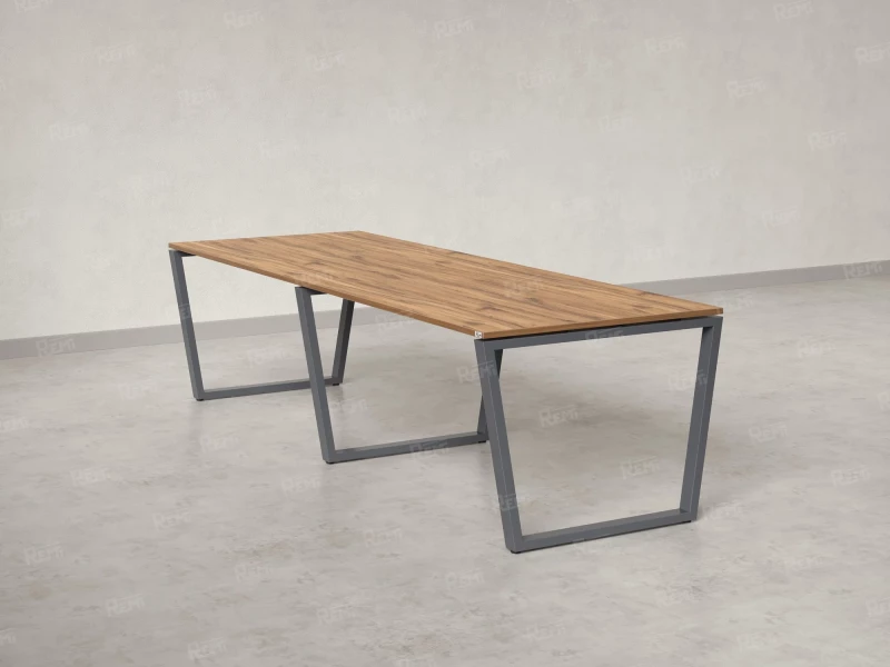 Cтол для переговоров, на V-обазном каркасе 2500x1400x750 RM082-250x140 Дуб Юстус/Серый