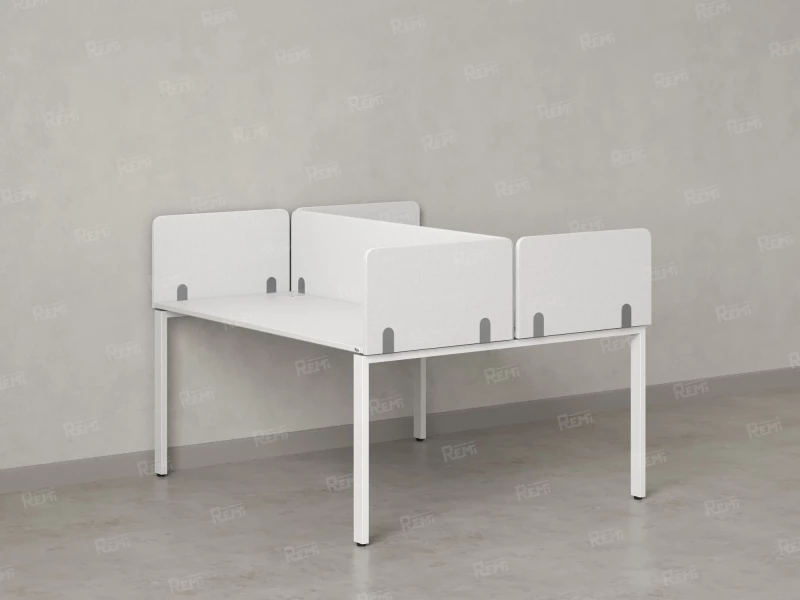 Бенч-система, 2 рабочих места, на П-образных опорах, 5 тканевых экрана 1800x1600x750 RM165-3-18x16 Белый/Белый