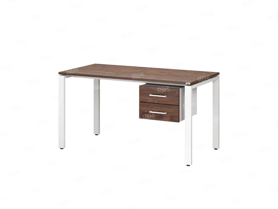 Стол прямой с подвесной тумбой 2 ящика, П-опора 1800x600x750 RM039-18x6 Дуб Апрельский шоколад/Белый