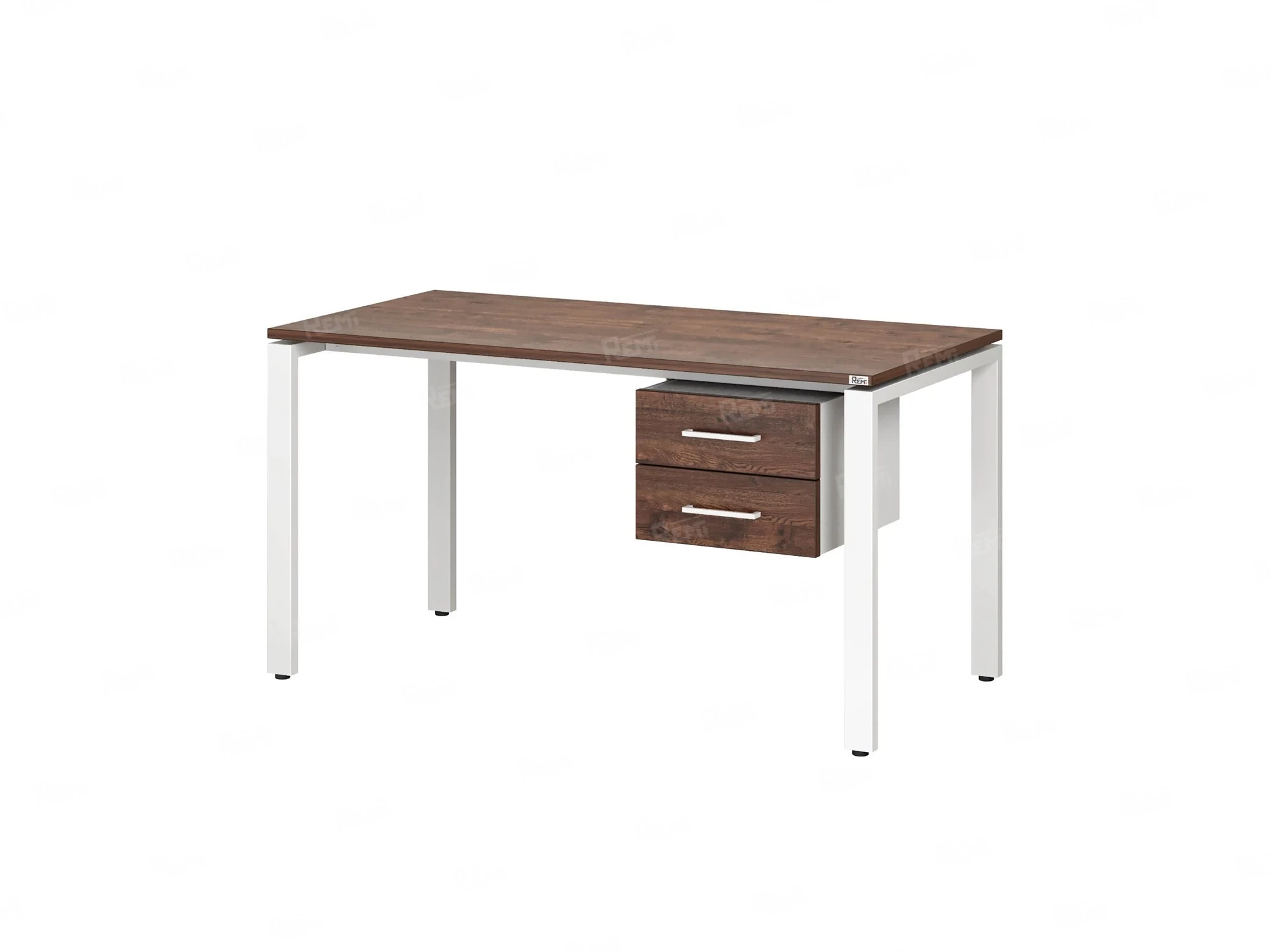 Стол прямой с подвесной тумбой 2 ящика, П-опора 1800x600x750 RM039-18x6 Дуб Апрельский шоколад/Белый
