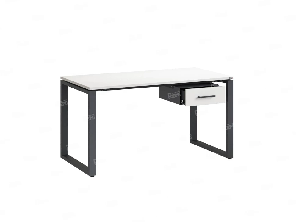 Стол прямой с подвесной тумбой, О-опора 1800x700x750 RM036-18x7 Белый/Серый