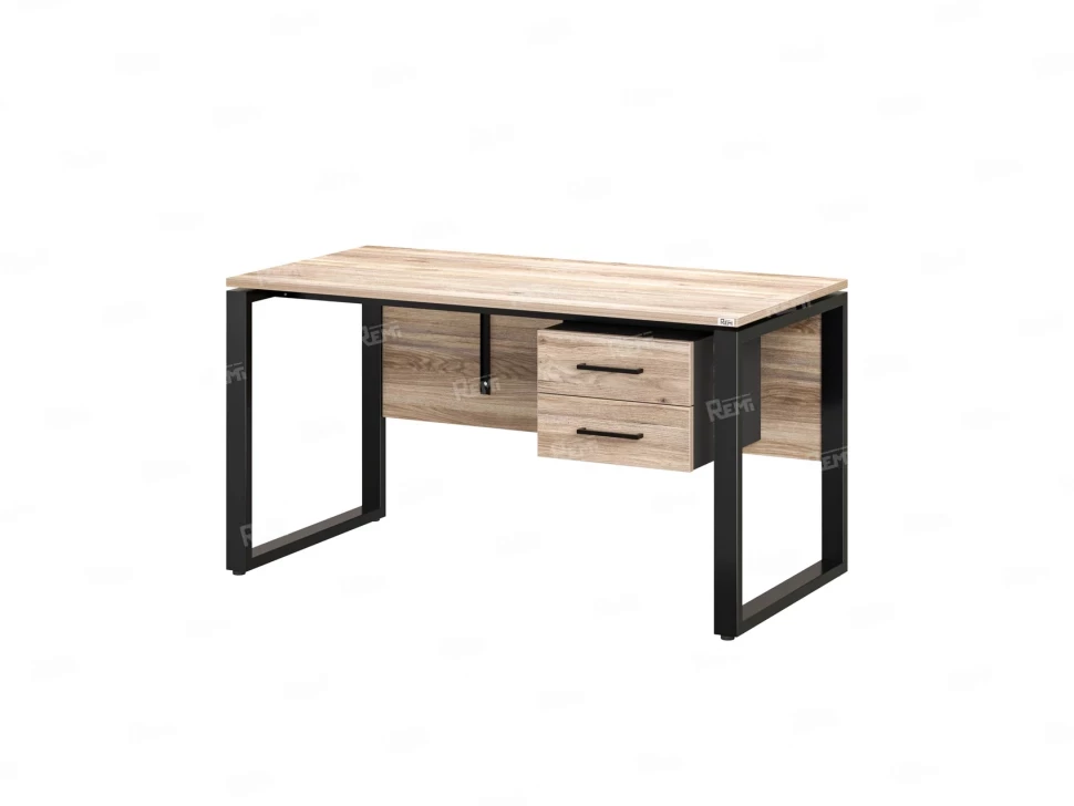 Стол прямой, подвесная тумба, ЛДСП экран, О-опора 1800x600x750 RM033-18x6 Дуб Маувелла/Черный