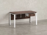 Стол прямой, подвесная тумба, ЛДСП экран, П-опора 1800x700x750 RM030-18x7 Дуб Апрельский шоколад/Белый