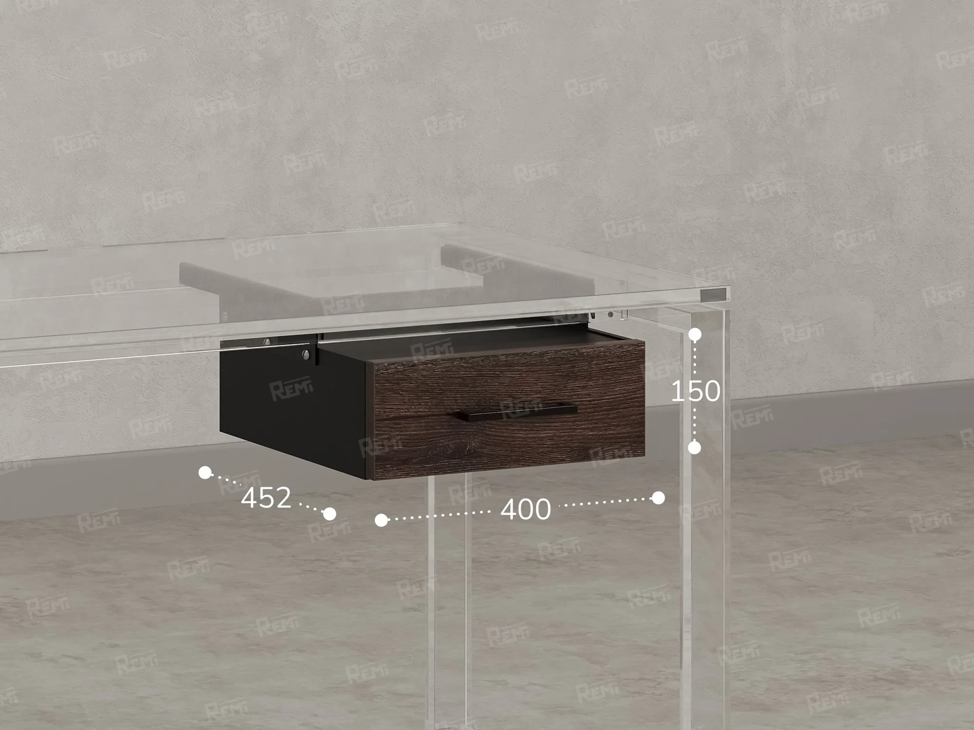 Тумба подвесная, один ящик 400x452x150 RM200-16х7 Дуб Апрельский Шоколадный/Черный