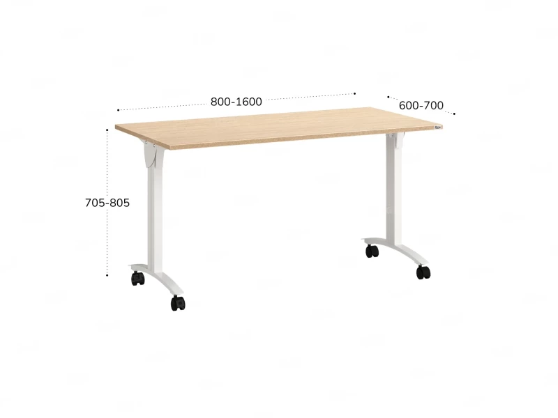 Стол складной, мобильный 1600x700x750 RM011-16x7 Вяз Швейцарский светлый/Белый