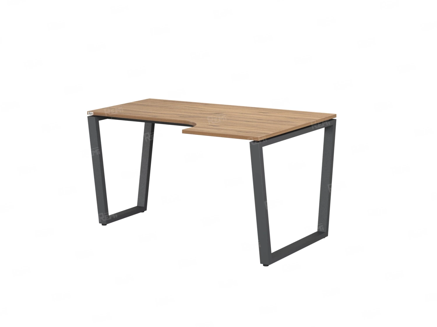 Стол угловой, U-опора, правый 1400x900/1200x750, RM050-14x9-12 Дуб Юстус/Серый