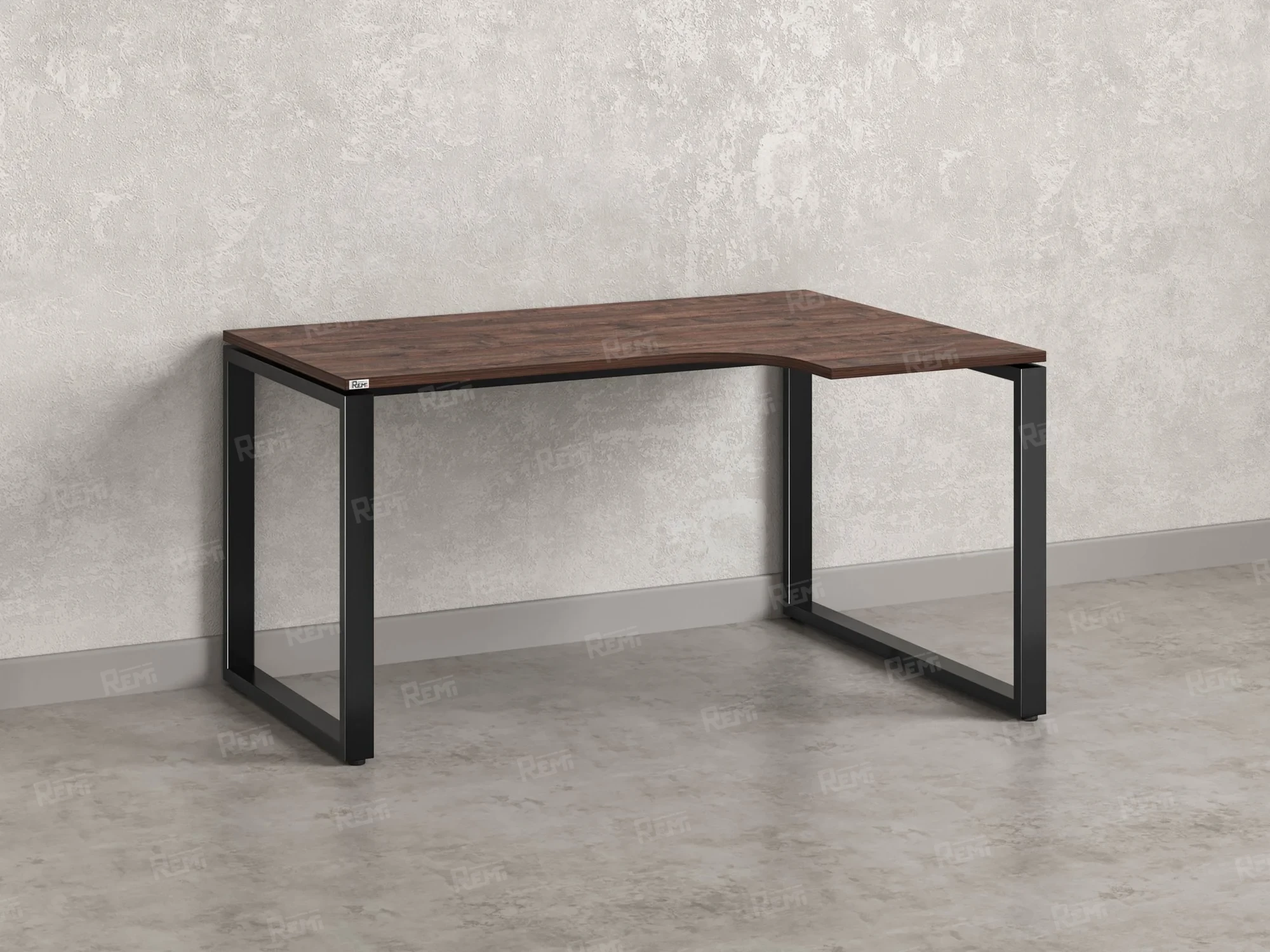 Стол угловой, О-опора, правый 1600x800/1000x750, RM054-16x8-10 Дуб Апрельский шоколад/Черный