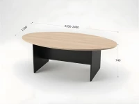 BRL RB007-240х120 Конференц-стол овальный 2400х1200х740 Акация/Черный