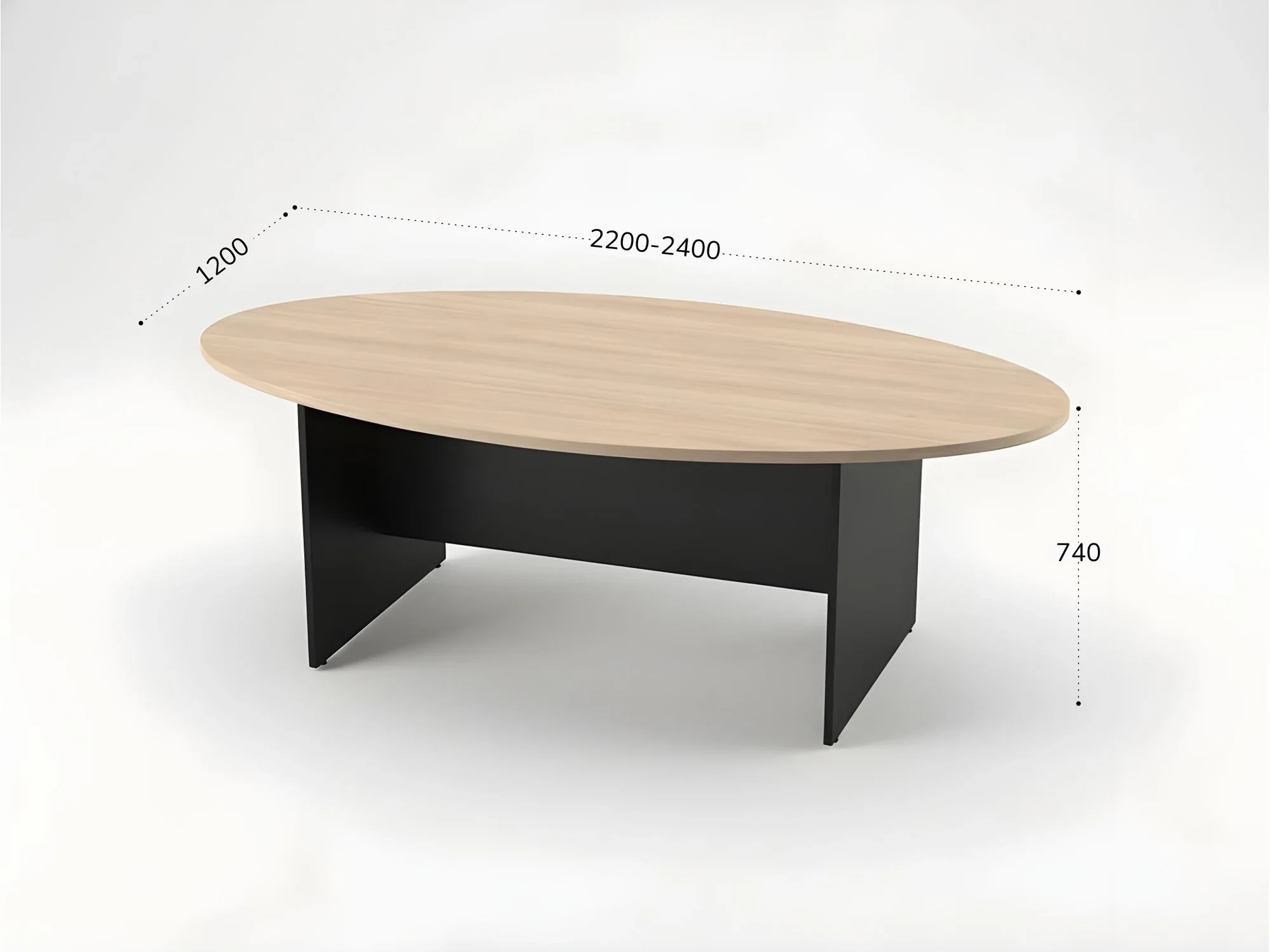 BRL RB007-240х120 Конференц-стол овальный 2400х1200х740 Акация/Черный