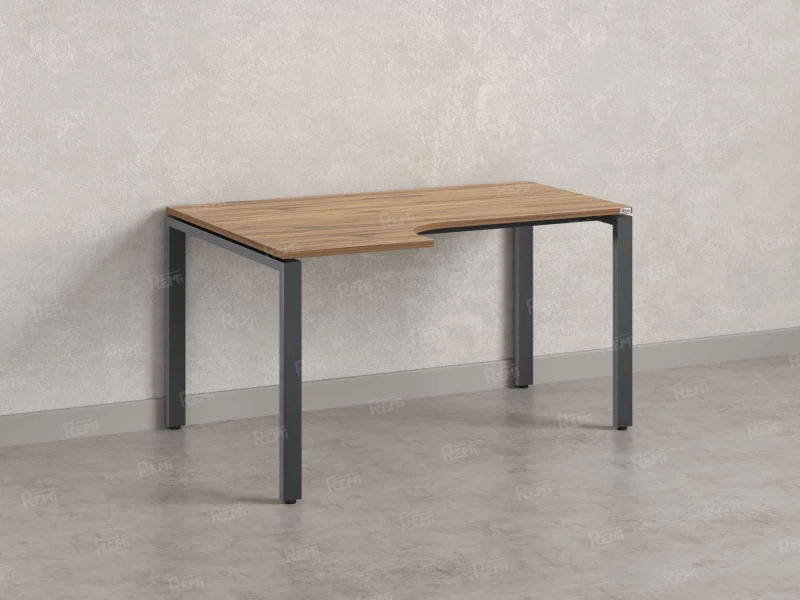 Стол угловой, П-опора, левый 1600x900/1200x750, RM053-16x9-12 Дуб Юстус/Серый